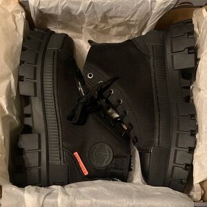 Palladium Black High-Top Sneakers with Rugged Sole